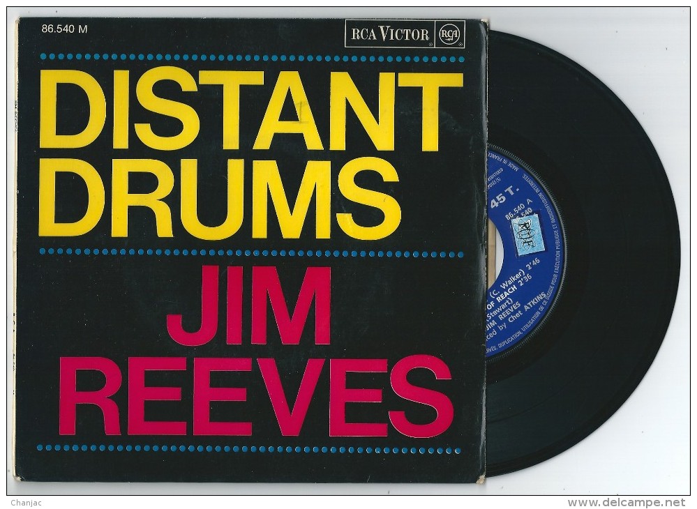 45 Tours JIM REEVES Distant Drums + 3. RCA Victor 86.540 De 1966 (Languette) - Andere & Zonder Classificatie