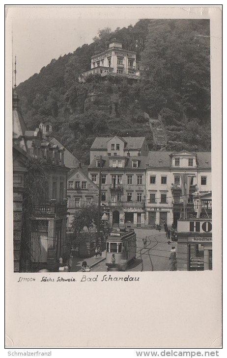 AK Sächsische Schweiz Bad Schandau Strassenbahn Kirnitzschtal Kirnitzschtalbahn Restaurant Schlossbastei HO Konditorei - Kirnitzschtal