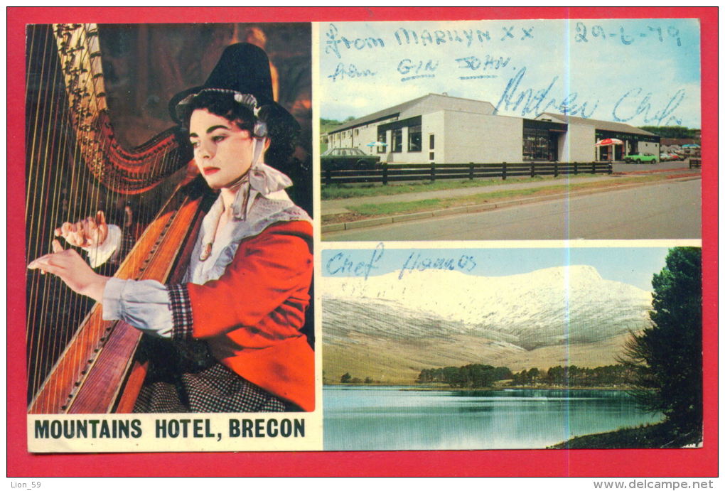 163115 / BRECON - MUSIC WOMAN Harp Harpe Harfe , MONTAINS HOTEL ,  NEUADD RESERVOIR AND PEN Y FAN  - Great Britain - Breconshire
