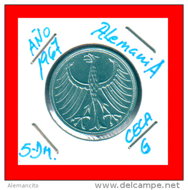 ALEMANIA R.F. MONEDAS DE 5.00 DM -AÑO 1967-CECAS.-  D-F-G-J