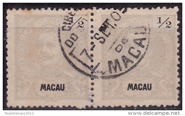 MACAU - 1898, D. Carlos I,  1/2 A.  D. 12 3/4  (PAR)  (o)  MUNDIFIL Nº 78 - Used Stamps