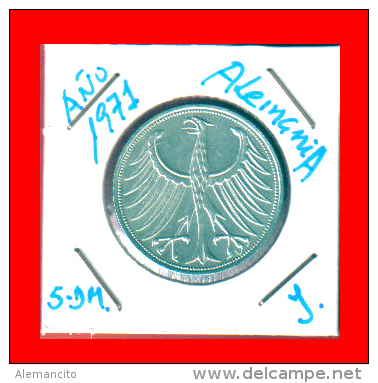 ALEMANIA R.F. MONEDA DE 5.00 DM -AÑO 1971-CECA- J - 5 Marcos