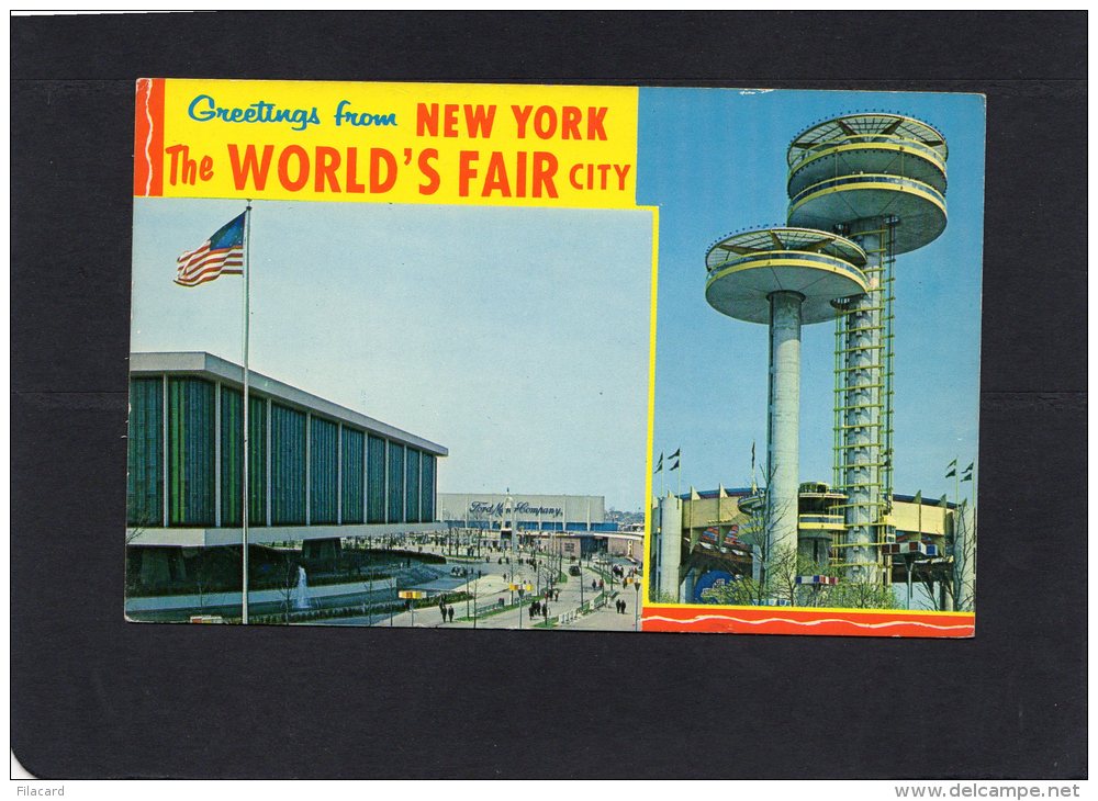 51612     Stati Uniti,  Left- Kennedy Circle,  Right -  New York State Pavilion,  At The  Word"s Fair, N. Y. C.,  NV - Other Monuments & Buildings