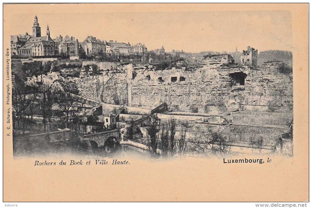 1920, LUXEMBOURG - ROCHERS DU BOCK ET VILLE HAUTE, Rückseitiges Wappen, Karte Nicht Gelaufen Um 1920, Sehr Gute Erhaltun - Sonstige & Ohne Zuordnung