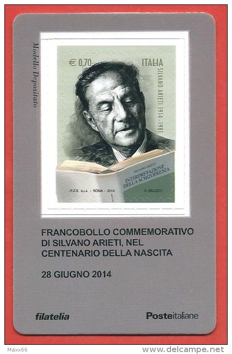 TESSERA FILATELICA ITALIA - 2014 - Centenario Della Nascita Di Silvano Arieti - Philatelic Cards