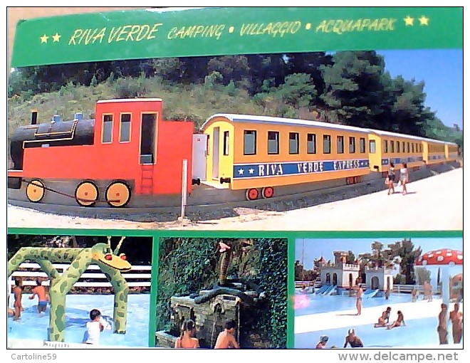 ALTIDONA (Ascoli Piceno) Camping Villaggio Riva Verde TRENO  FINTO IN CEMENTO    VB1987 ER14569 - Ascoli Piceno