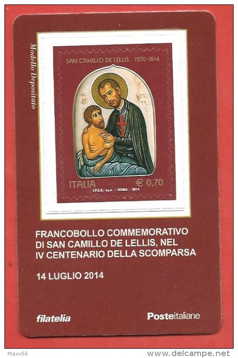 TESSERA FILATELICA ITALIA - 2014 - 400º Anniversario Della Morte Di S.Camillo De Lellis - Cartes Philatéliques