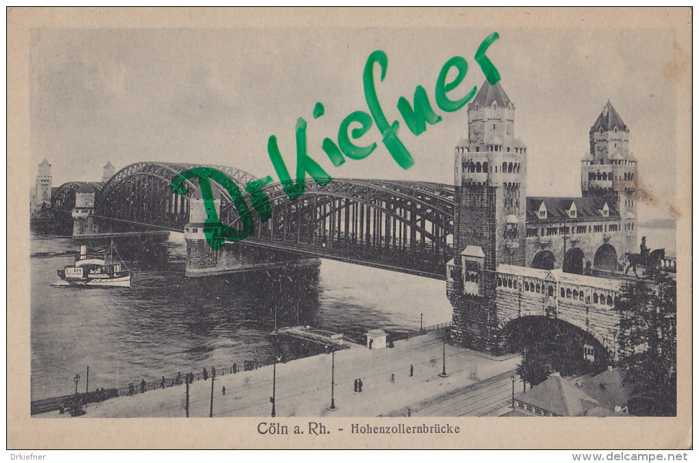 Feldpostkarte Der Verpflegungsstelle Cöln-Deutz, Köln, Hohenzollernbrücke, Um 1917 - Ausrüstung