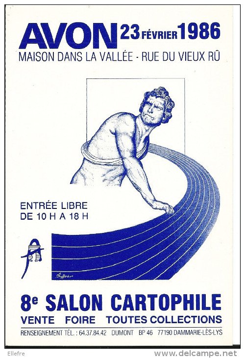 AVON - 8ème Salon Cartophile - 23 Février 1986 - Illustrateur Bouffard - Spécimen Tirage Limité à 300 Exp - Bourses & Salons De Collections