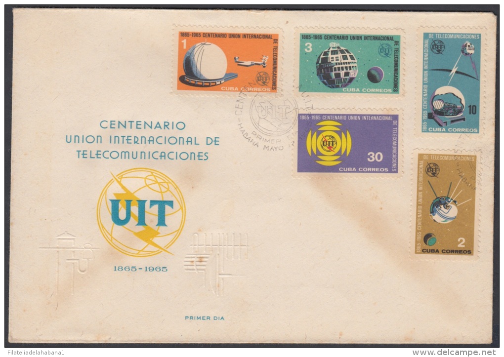 1965-FDC-12  CUBA. FDC. 1965. IUT. CENTENARIO DE LA UNION INTERNACIONAL DE TELECOMUNICACIONES. RADIO. - FDC