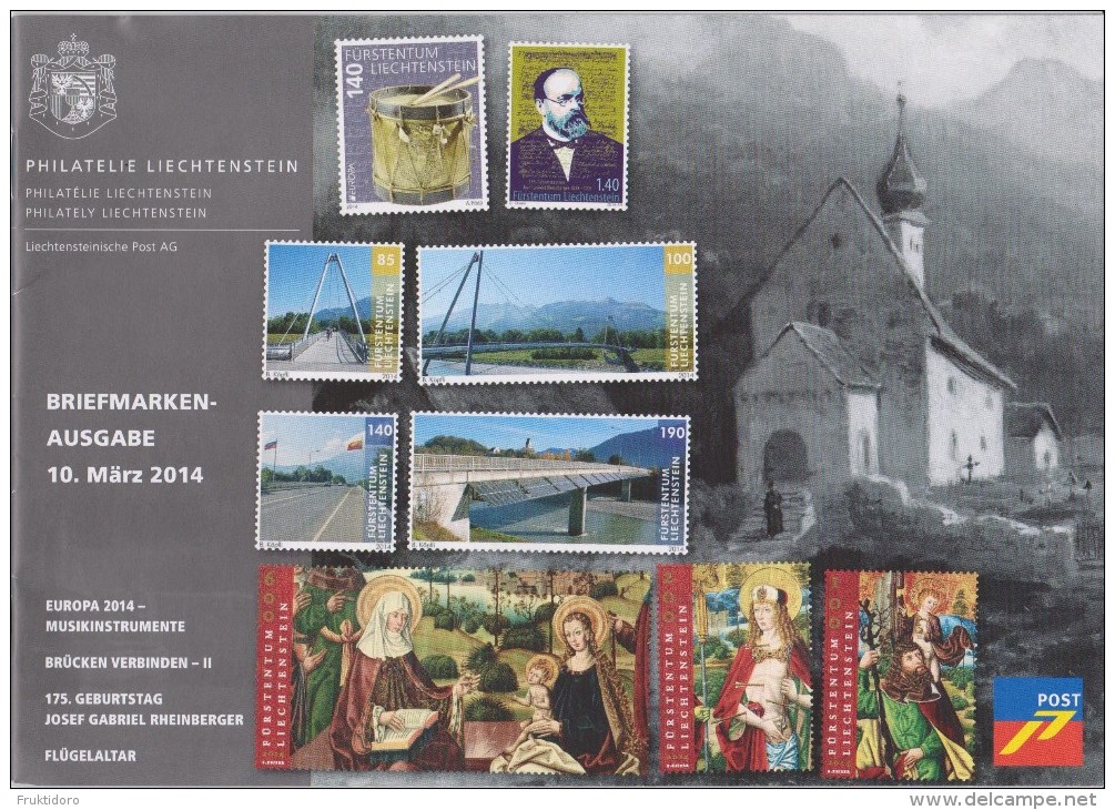 Liechtenstein Brochures 2014 March - Europa: Musical Instruments - Bridges - Rheinberger - Altar Paintings - Altri & Non Classificati