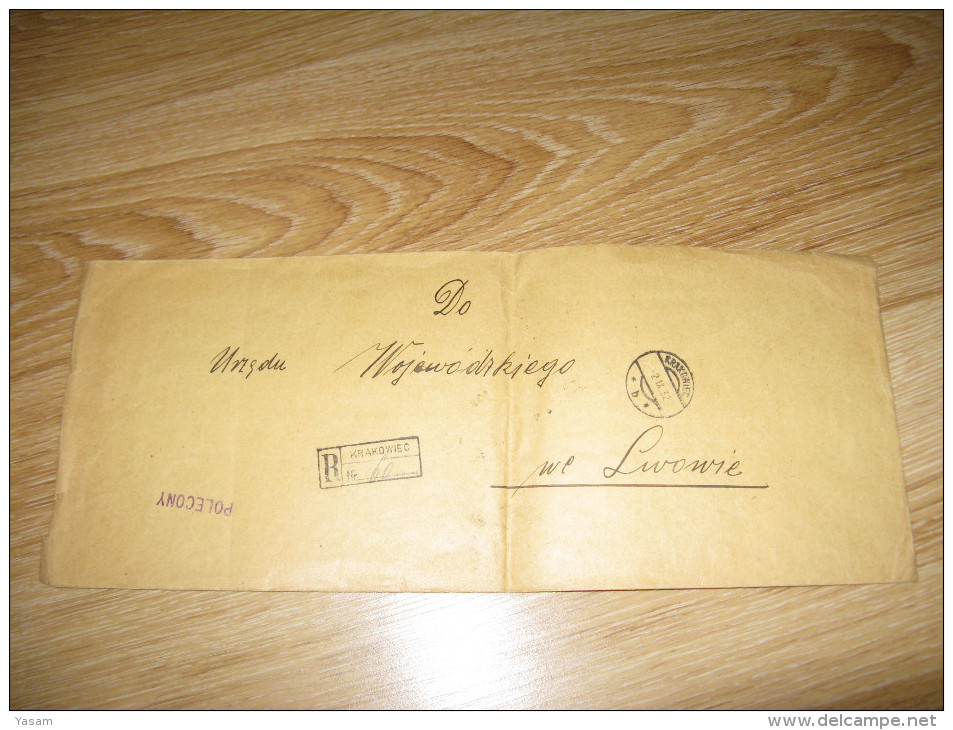 1932. Reg. Cover From Krakowiec To Lwow Franked 40Gr(3) Stamps. - Covers & Documents