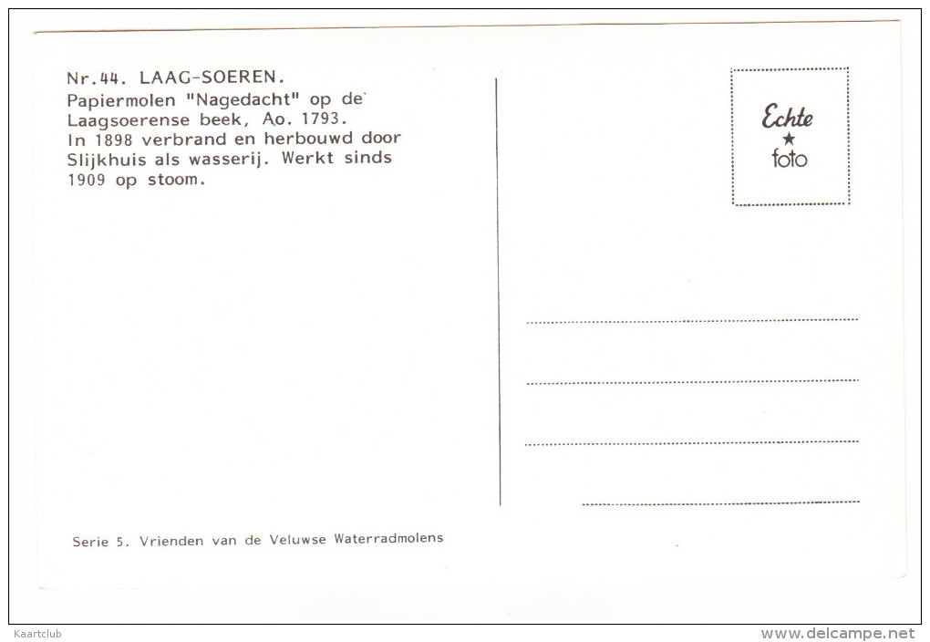 Laag-Soeren: Papiermolen ´Nagedacht´ Op De Laagsoerense Beek  (2)  - Gelderland/Nederland - Rheden