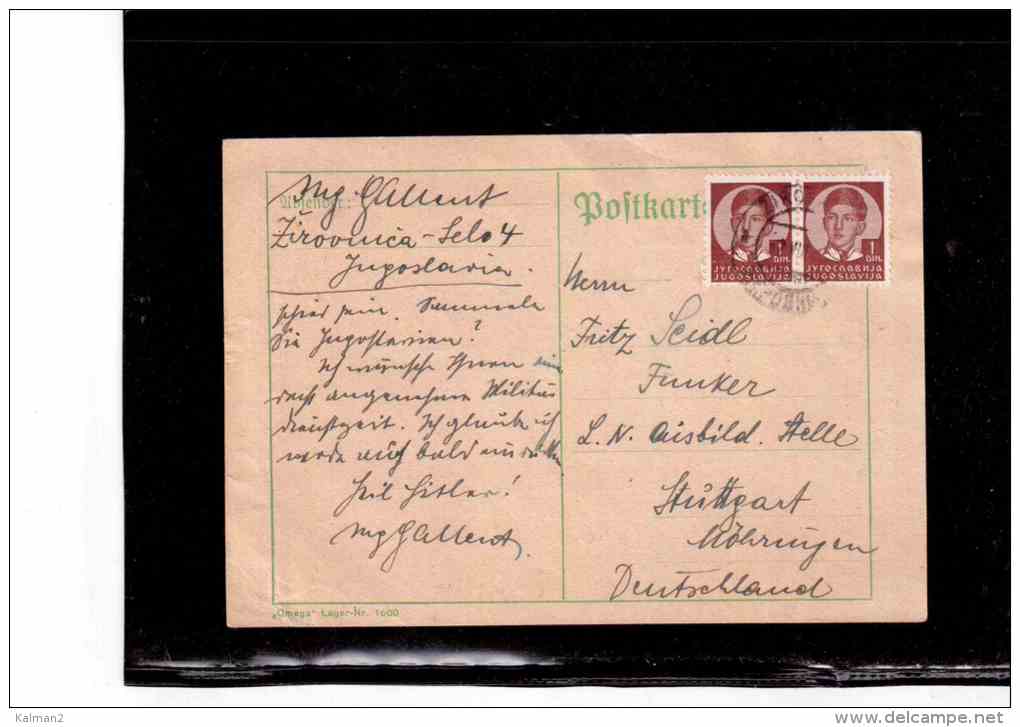 TEM1451   - JUGOSLAVIA STORIA POSTALE / POSTKARTE  2.8.1938 TO GERMANY - Briefe U. Dokumente