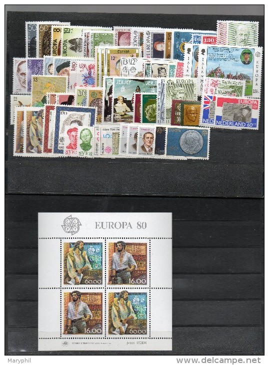 EUROPA 1980 **LUXE (sauf SUISSE) PERSONNAGES CELEBRES  Cote 101 € - Années Complètes