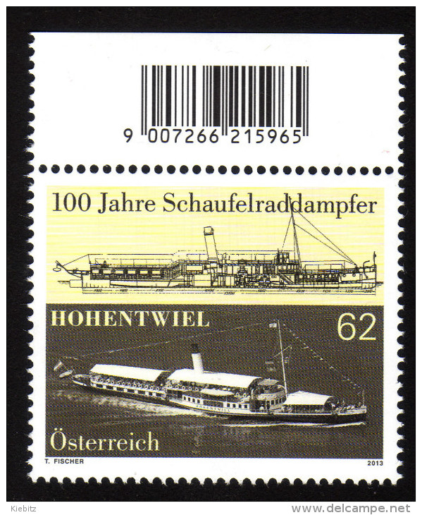 ÖSTERREICH 2013 ** 100 J. Schaufelraddampfer Hohentwiel - MNH - Schiffe