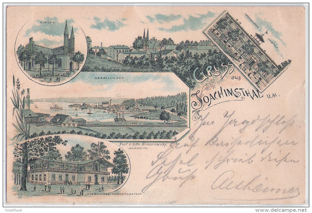 Gruss Aus JOACHIMSTHAL Uckermark Color Litho Vorläufer Werbellinsee Verlag Otto Bronnowsky Postalisch Ungelaufen Beschr - Joachimsthal