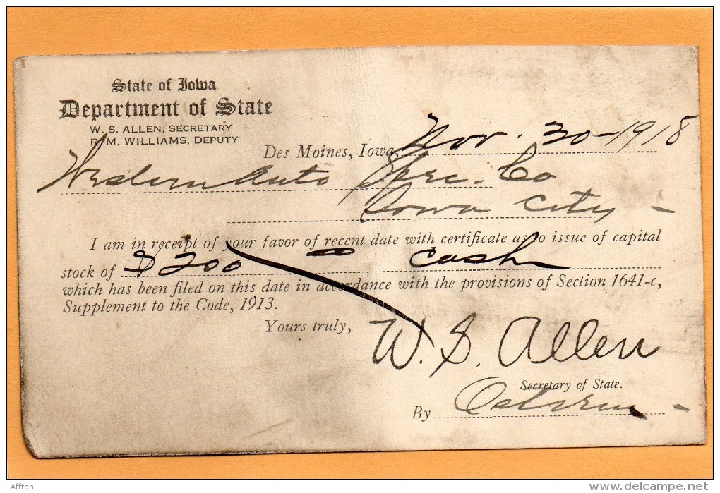 United States 1918 Card Mailed - 1901-20