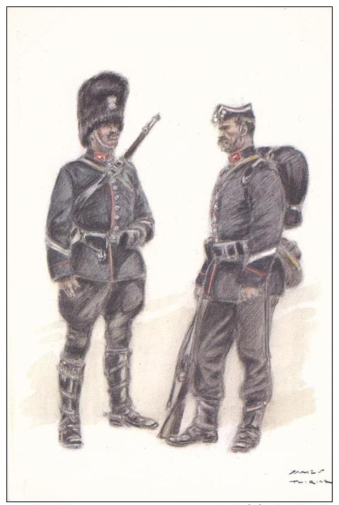 Gendarme A Cheval &amp; Gendarme A Pied 1914 Uniform Postcard (U14928) - Uniforms