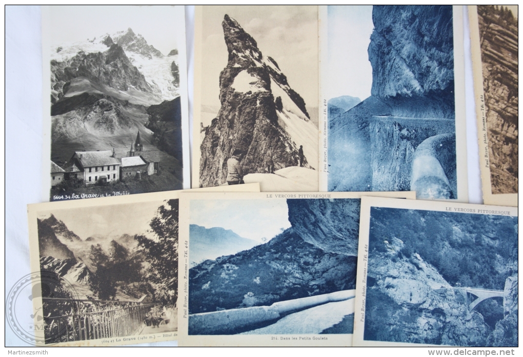 12 Old France Postcards - La Grave, Meije, Les Petits Goulets... - Otros & Sin Clasificación