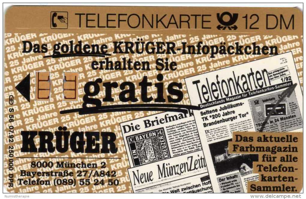 Allemagne : Krüger 25 Jahre Sammler-Glück : Timbre-poste / Carte De Crédit / Pièce 1992 - Postzegels & Munten