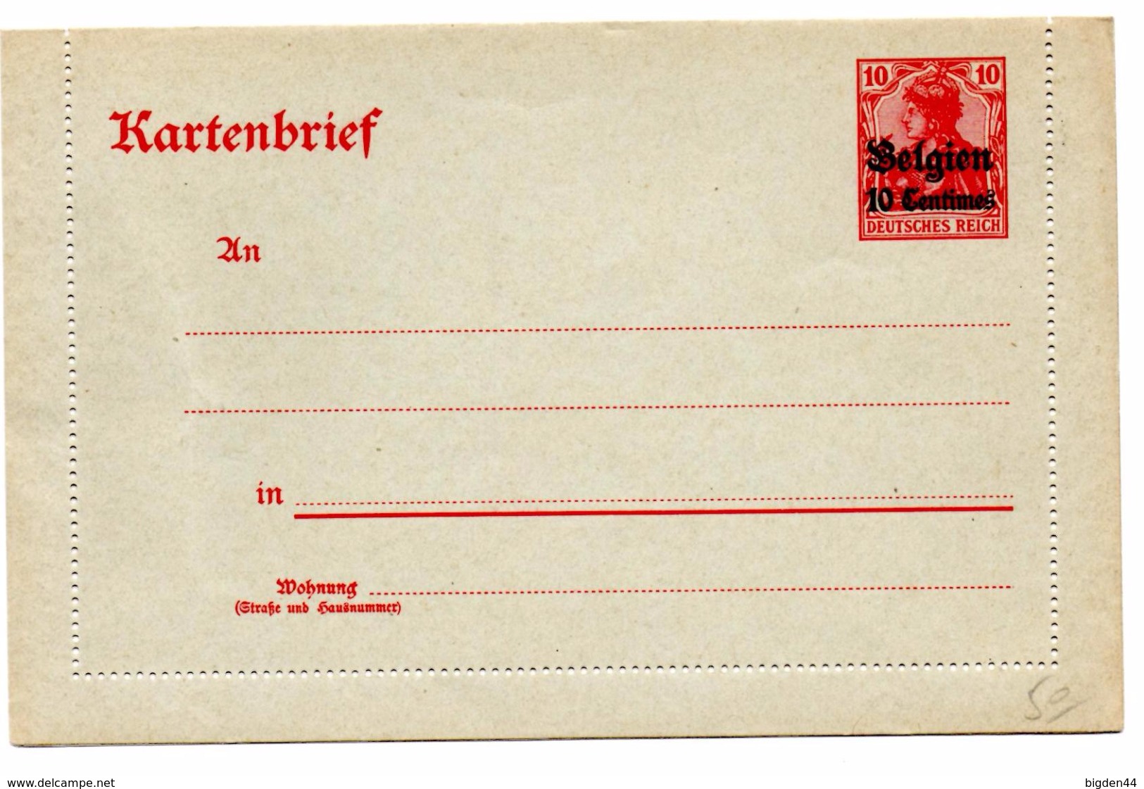 CL_Kartenbrief_1914_Belgium_10 Centimes (**) - German Occupation