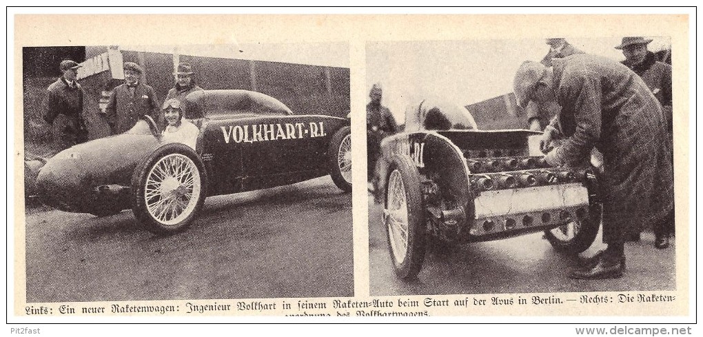 Original Zeitungsausschnitt - 1928 - Raketenwagen Auf Der Avus , Berlin , Ing. Volkhart , Automobil , Oldtimer !!! - KFZ