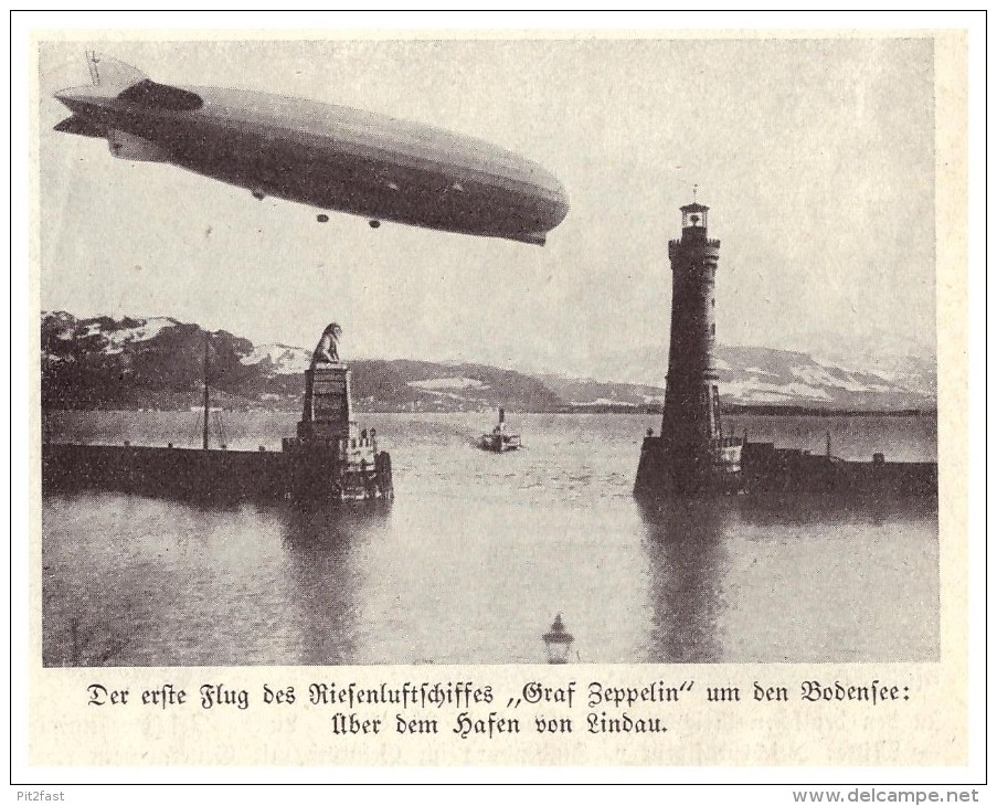 Original Zeitungsausschnitt - 1928 - Der Erste Flug Des Zeppelin , Hafen Von Lindau , Flug Um Den Bodensee , Luftschiff - Fliegerei