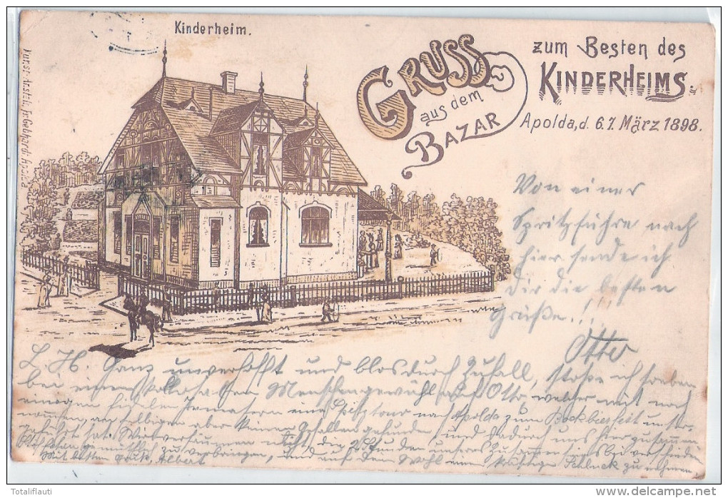 APOLDA Gruss Aus Dem Bazar Zum Besten Des Kinderheim S 6./7. März 1898 Gelaufen ERÖFFNUNG !!! - Apolda