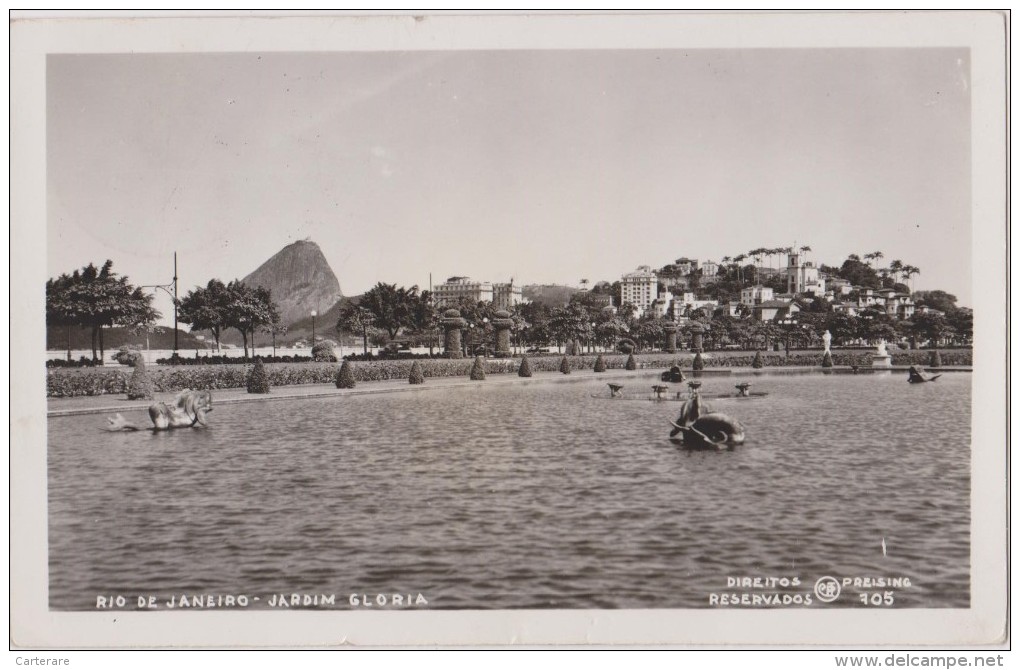 Postcard ,carte Photo,only,1935,brésil,rio De Janeiro,jardim Gloria,direitos Reszervados Preising 705 - Rio De Janeiro