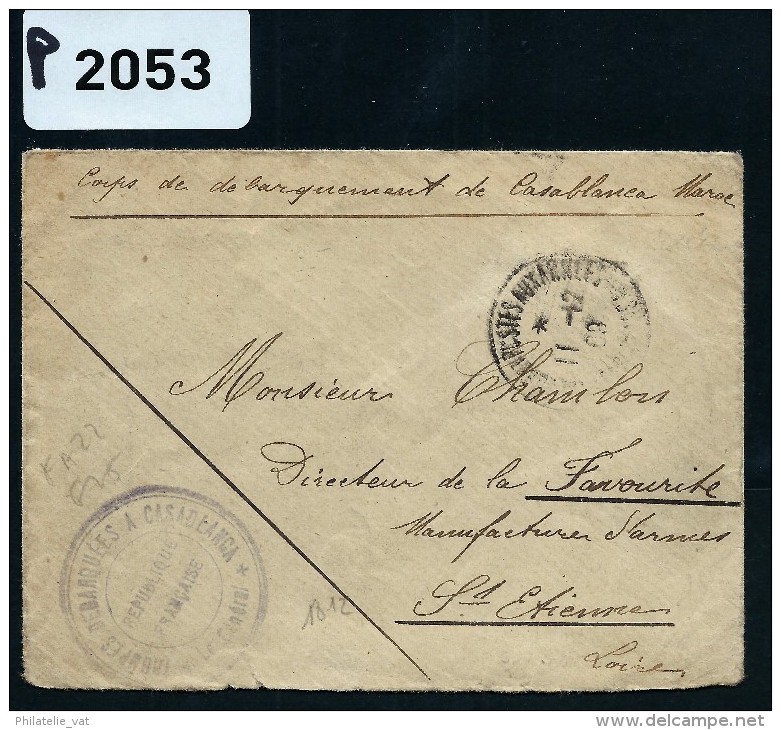 FRANCE -MAROC LETTRE DU CORPS DE DEBARQUEMENT DE CASABLANCA  1909    DETAILLONS COLLECTION  A VOIR NOMBREUX AUTRES LOT - Briefe U. Dokumente