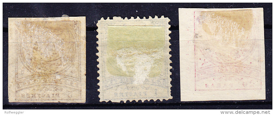 Türkei 1876-88 Ungebrauchte Zusammenstellung Von 3 Marken : 1 Pia, 5 Pia Ungezähnt Und 20 Paras Ungezähnt - Unused Stamps