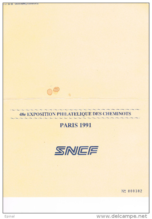 FRANCE : Document Oblitéré (plié) "Nos Gares De Provinces - PARIS : 6et7 Février 1991" - PRIX FIXE - - Documentos Del Correo