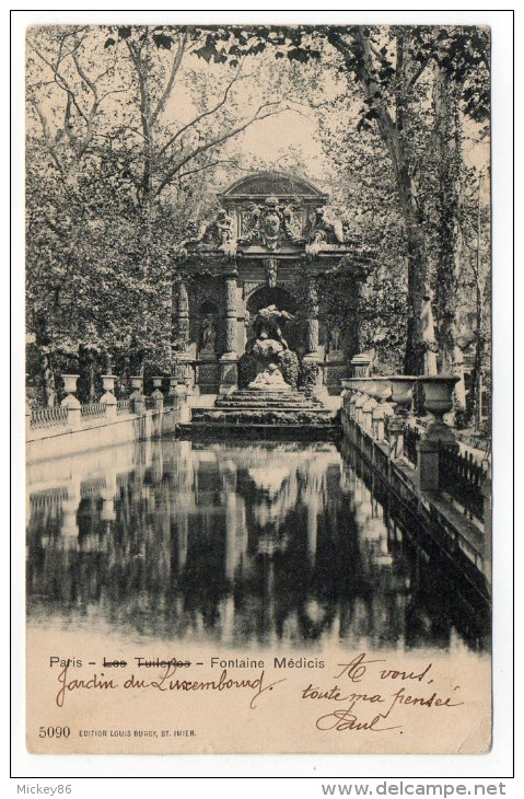 PARIS 6°--1904--Jardin Du Luxembourg --Fontaine Médicis  N° 5090  éd  Louis Burgy--cachet  PARIS 33 - Arrondissement: 06