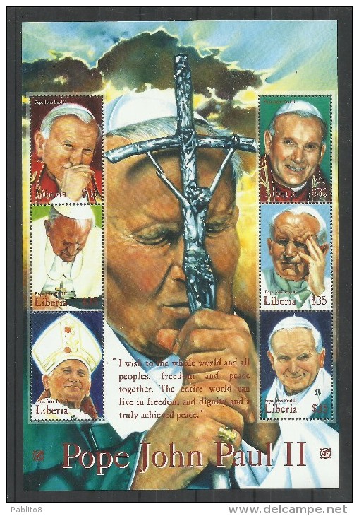 LIBERIA 1999 2000 POPE JOHN PAUL II PAPA GIOVANNI PAOLO BLOCK SHEET BLOCCO FOGLIETTO MNH - Liberia