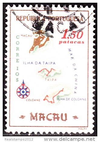 MACAU - 1956, Carta Geográfica De Macau, 1,50 P.  D. 12 3/4 X 13 3/4   (o)  MUNDIFIL  Nº 393 - Gebruikt