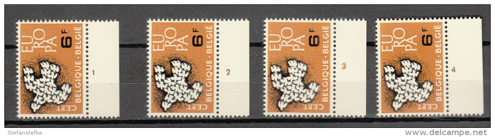 Belgie - Belgique Ocb Nr :  1194   ** MNH (zie Scan) De 4 Plaatnummers - ....-1960