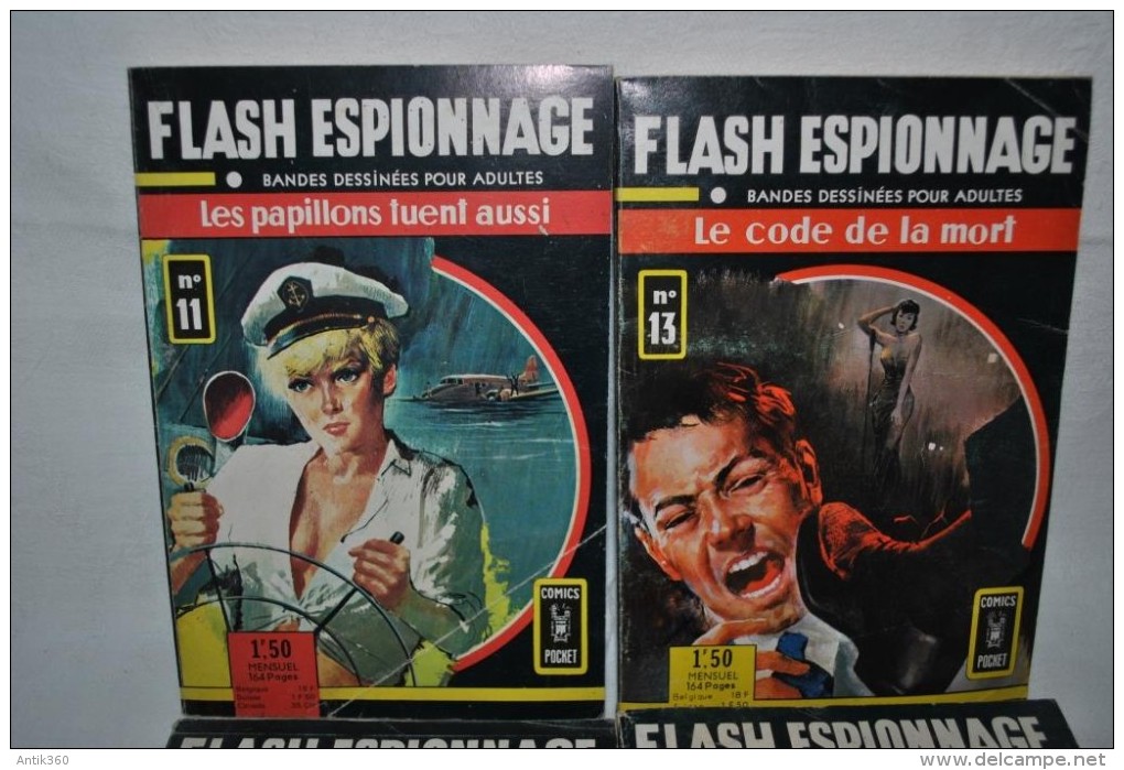 Lot 4 FLASH ESPIONNAGE N°11-13-14-16 - Comics Pocket AREDIT 1967 - Autre Magazines