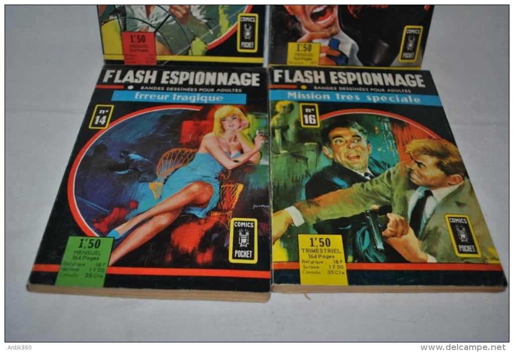 Lot 4 FLASH ESPIONNAGE N°11-13-14-16 - Comics Pocket AREDIT 1967 - Autre Magazines