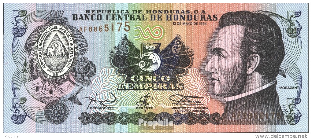 Honduras Pick-Nr: 63d Bankfrisch 1994 5 Lempiras - Honduras