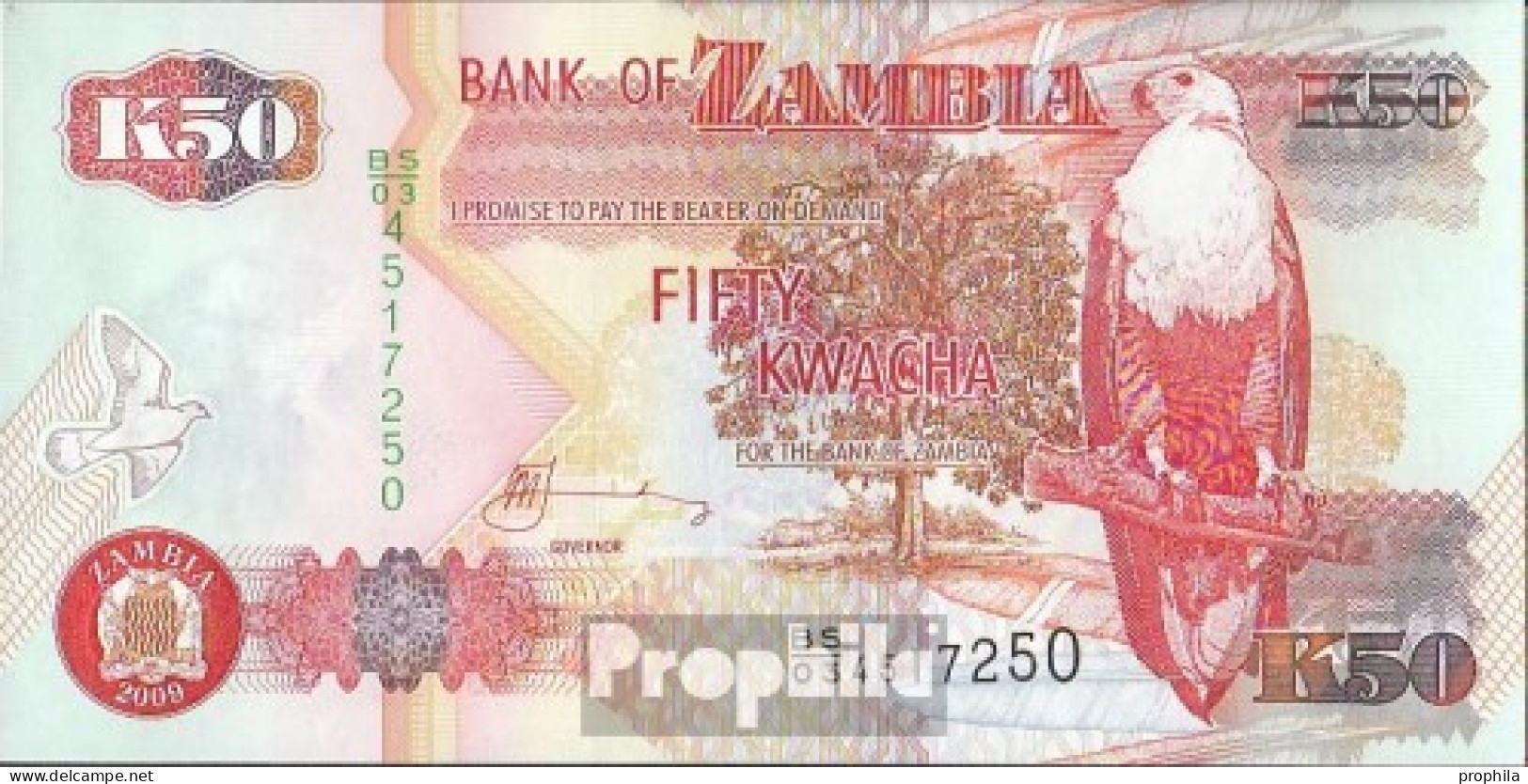 Sambia Pick-Nr: 37h Bankfrisch 2009 50 Kwacha - Zambia