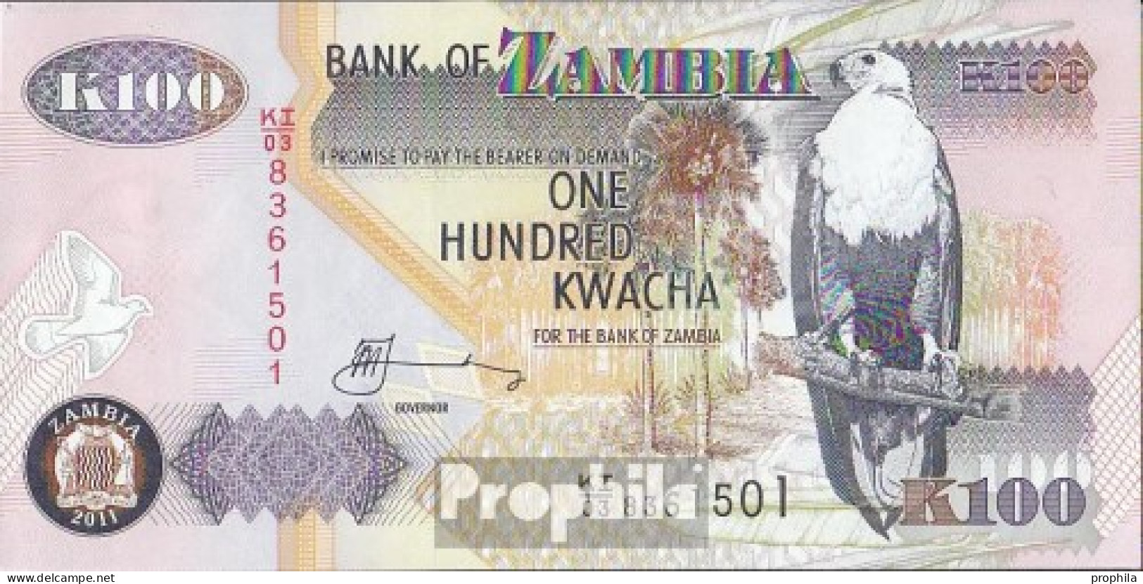 Sambia Pick-Nr: 38j Bankfrisch 2011 100 Kwacha - Sambia