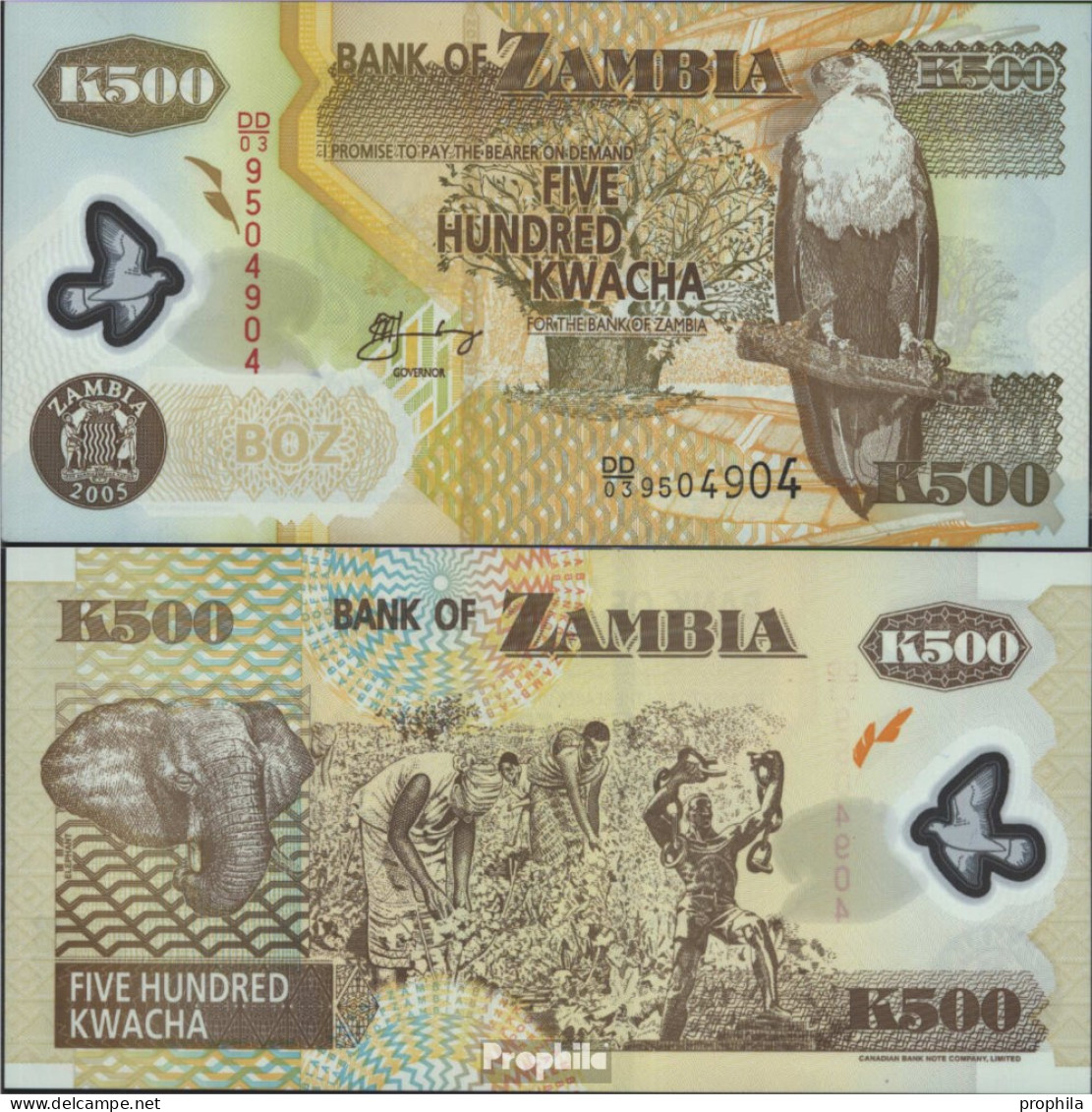 Sambia Pick-Nr: 43d Bankfrisch 2005 500 Kwacha - Zambie