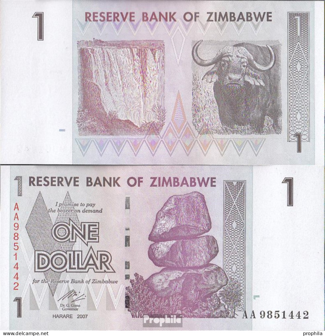 Simbabwe Pick-Nr: 65 Bankfrisch 2008 1 Dollar - Simbabwe