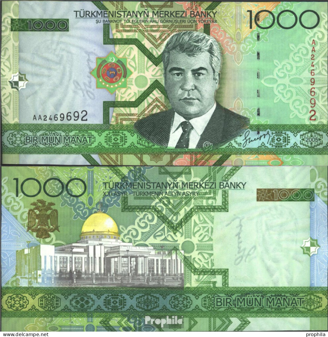 Turkmenistan Pick-Nr: 20 Bankfrisch 2005 1.000 Manat - Turkménistan