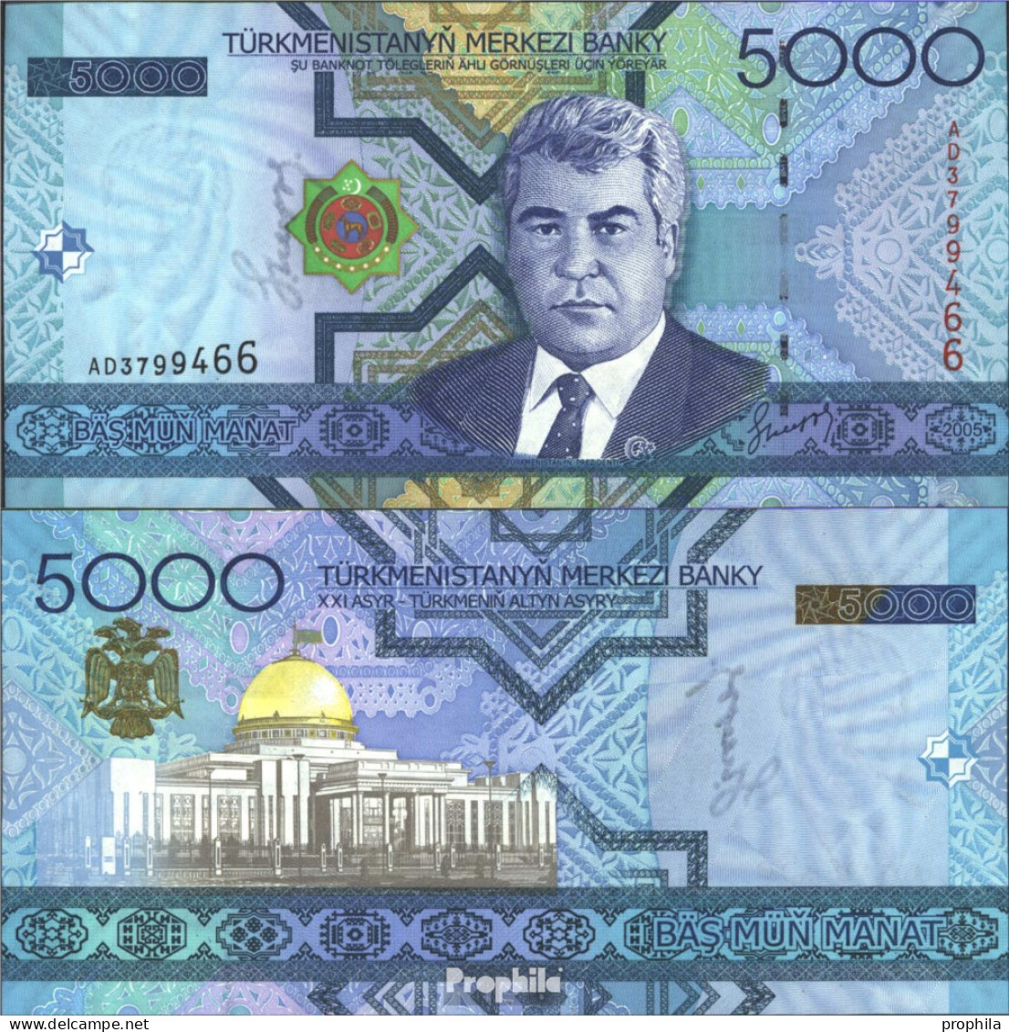 Turkmenistan Pick-Nr: 21 Bankfrisch 2005 5.000 Manat - Turkmenistan