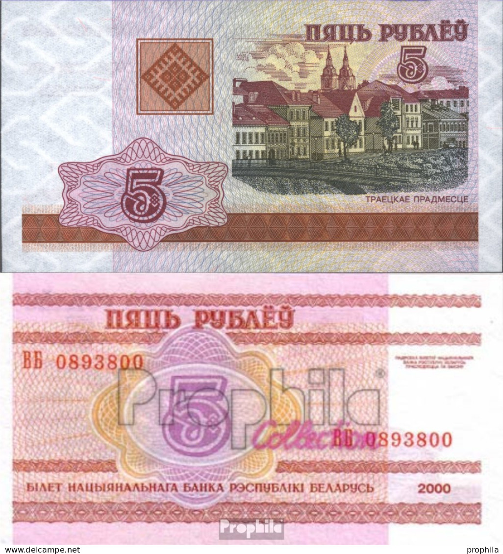 Weißrussland Pick-Nr: 22 Bankfrisch 2000 5 Rublei - Belarus