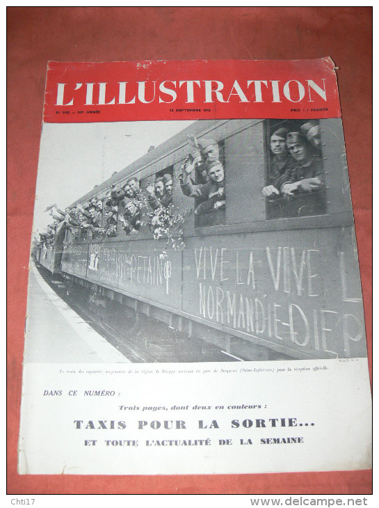 L ILLUSTRATION N° 5193 / 100E ANNEE / DU 19 SEPTEMBRE 1942 / DIEPPE RETOUR DES PRISONNIERS / PARIS VELOS TAXIS FIACRES - L'Illustration