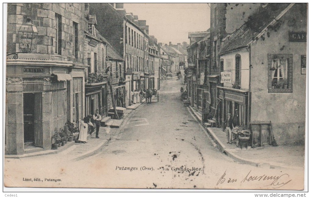 PUTANGES  LA GRANDE RUE  EN 1903 - Putanges