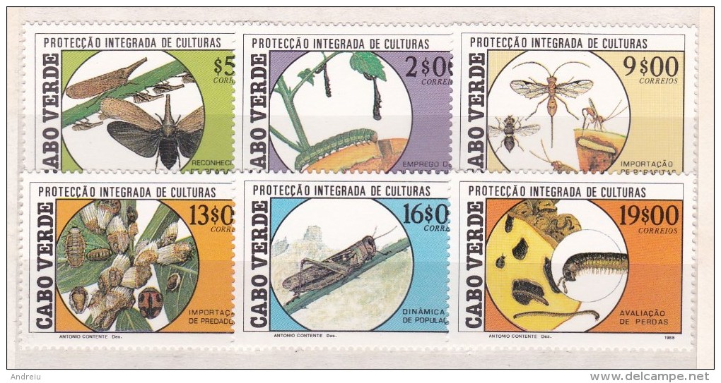 1988 Cape Verde , Cabo Verde - Plants Protection 6v., Agriculture, Insects, Plague, Scott 518/23 MNH - Landbouw